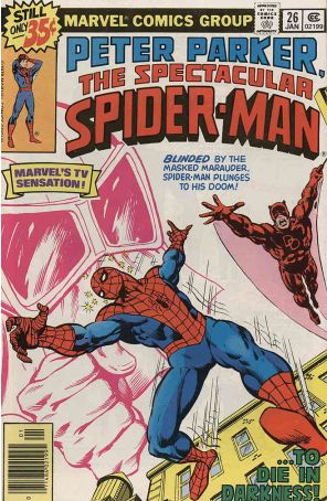 The Spectacular Spider-Man 26 published by Marvel with cover art by Jim Mooney