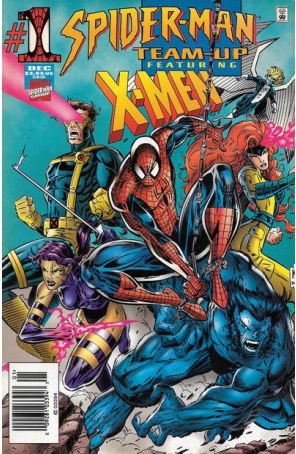 Spider-Man Team-Up 1 (Newsstand) published by Marvel with cover art by Ken Lashley