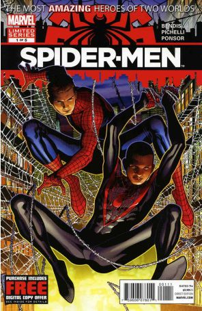 Spider-Men 1 published by Marvel with cover art by Jim Cheung