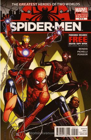 Spider-Men 5 published by Marvel with cover art by Jim Cheung