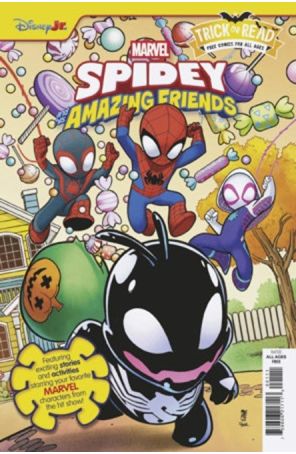 Spidey And His Amazing Friends Halloween Trick-Or-Read 2026 1 published by Marvel with cover art by Paco Medina, Rachelle Rosenberg