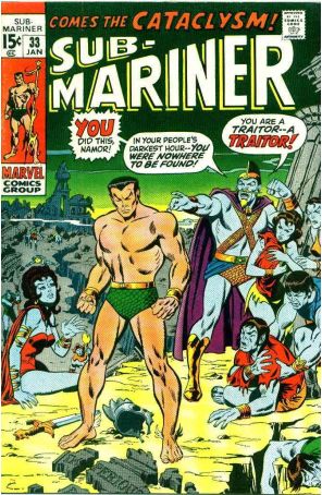 Sub-Mariner (Vol. 2) 33 published by Marvel with cover art by Sal Buscema