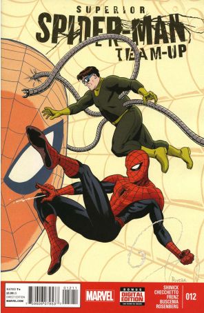 Superior Spider-Man Team-Up 12 published by Marvel with cover art by Paolo Rivera