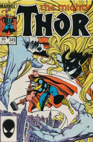 Thor 345 published by Marvel with cover art by Walt Simonson