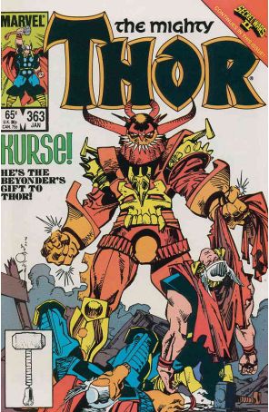 Thor 363 published by Marvel with cover art by Walt Simonson