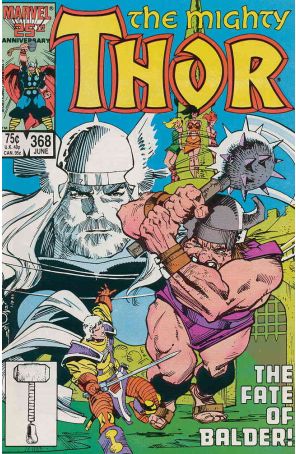 Thor 368 published by Marvel with cover art by Walt Simonson