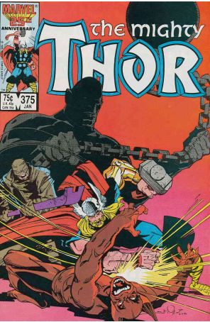 Thor 375 published by Marvel with cover art by Walt Simonson