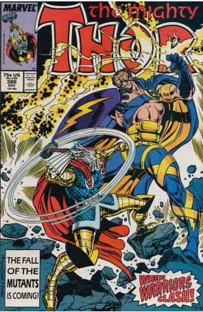 Thor 386 published by Marvel with cover art by Ron Frenz