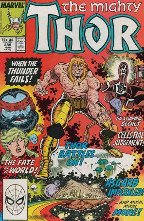 Thor 389 published by Marvel with cover art by Ron Frenz