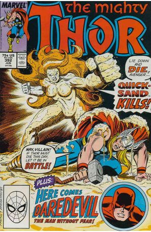 Thor 392 published by Marvel with cover art by Ron Frenz