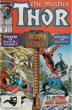 Thor 393 published by Marvel with cover art by Ron Frenz