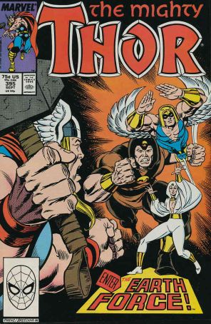Thor 395 published by Marvel with cover art by Ron Frenz