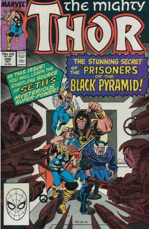 Thor 398 published by Marvel with cover art by Ron Frenz