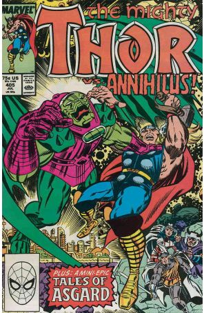Thor 405 published by Marvel with cover art by Ron Frenz