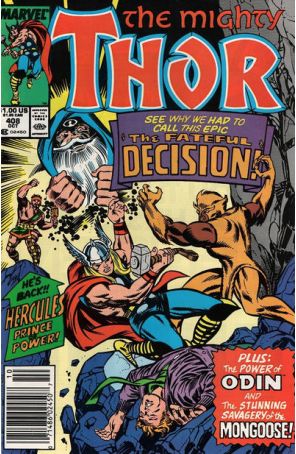 Thor 408 (Newsstand) published by Marvel with cover art by Ron Frenz