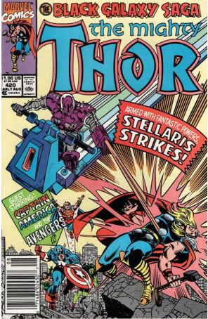 Thor 420 (Newsstand) published by Marvel with cover art by Ron Frenz