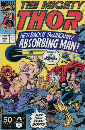 Thor 436 published by Marvel with cover art by Ron Frenz