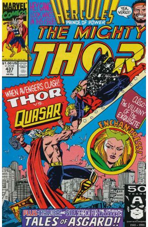 Thor 437 published by Marvel with cover art by Ron Frenz