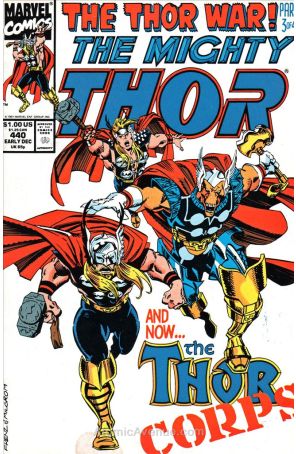 Thor 440 published by Marvel with cover art by Ron Frenz