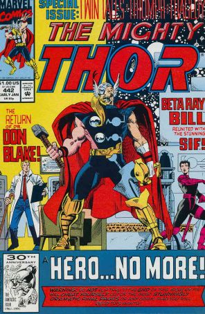 Thor 442 published by Marvel with cover art by Ron Frenz and Patrick Olliffe