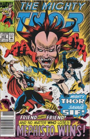 Thor 453 (Newsstand) published by Marvel with cover art by Ron Frenz