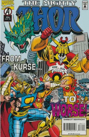 Thor 486 published by Marvel with cover art by Paul Ryan