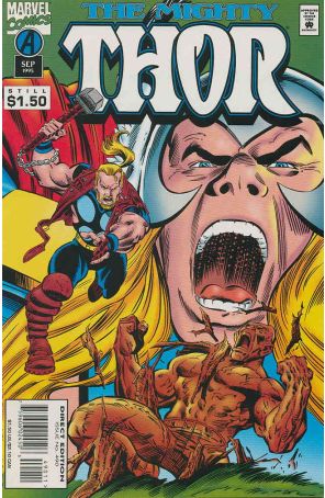 Thor 490 published by Marvel with cover art by John Buscema and Ron Frenz
