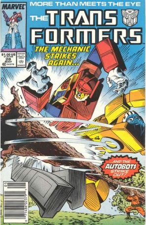 The Transformers 28 (Newsstand) published by Marvel with cover art by Ian Akin