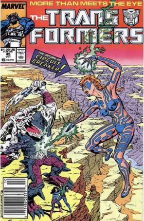 The Transformers 45 (Newsstand) published by Marvel with cover art by Bob Budiansky