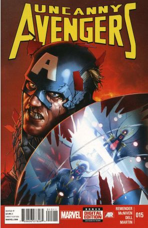 Uncanny Avengers 15 published by Marvel with cover art by Steve McNiven