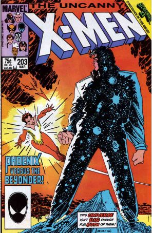 The Uncanny X-Men 203 published by Marvel with cover art by John Romita Jr.