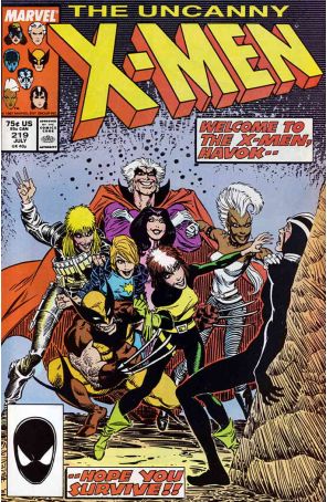 The Uncanny X-Men 219 published by Marvel with cover art by Bret Blevins