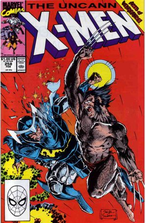 The Uncanny X-Men 258 published by Marvel with cover art by Jim Lee