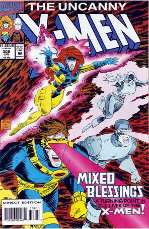 The Uncanny X-Men 308 published by Marvel with cover art by John Romita Jr.