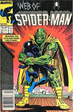 The Web of Spider-Man 25 (Newsstand) published by Marvel with cover art by Larry Lieber