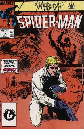 The Web of Spider-Man 30 published by Marvel with cover art by Steve Geiger