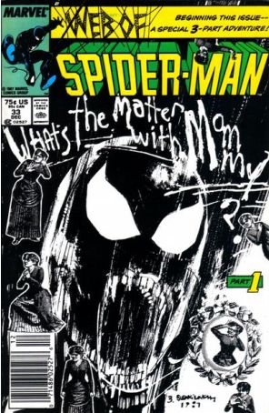 The Web of Spider-Man 33 (Newsstand) published by Marvel with cover art by Bill Sienkiewicz