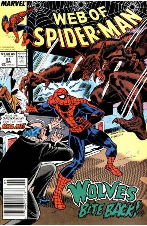 The Web of Spider-Man 51 (Newsstand) published by Marvel with cover art by Alex Saviuk