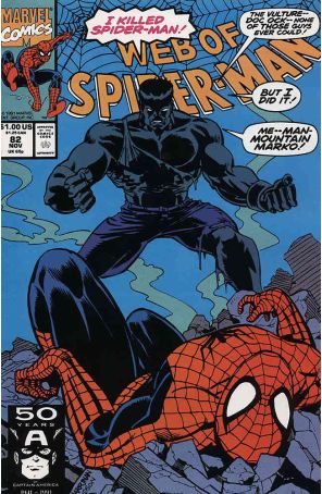 The Web of Spider-Man 82 published by Marvel with cover art by Chris Marrinan
