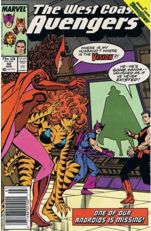West Coast Avengers 42 (Newsstand) published by Marvel with cover art by John Byrne