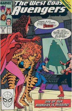 West Coast Avengers 42 published by Marvel with cover art by John Byrne