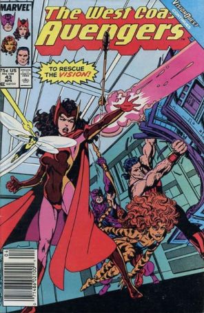 West Coast Avengers 43 (Newsstand) published by Marvel with cover art by John Byrne