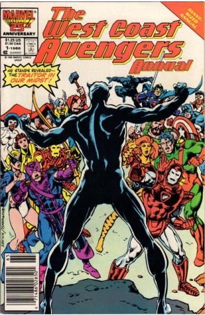 West Coast Avengers Annual 1 (Newsstand) published by Marvel with cover art by Alex Saviuk