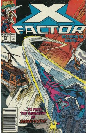 X-Factor 51 (Newsstand) published by Marvel with cover art by Terry Shoemaker