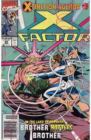 X-Factor 60 (Newsstand) published by Marvel with cover art by Jon Bogdanove