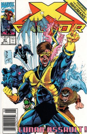 X-Factor 67 (Newsstand) published by Marvel with cover art by Whilce Portacio