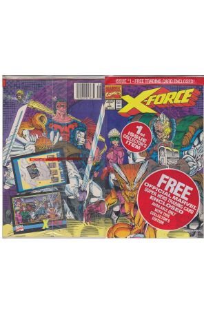X-Force 1E (Newsstand) (with card) published by Marvel with cover art by Rob Liefeld