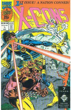The Unfunny X-Cons 1Z published by Parody with cover art by Ken Meyer Jr. and Bill Maus