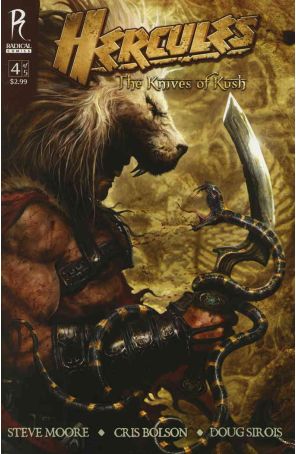 Hercules: The Knives of Kush 4A published by Radical with cover art by Clint Langley