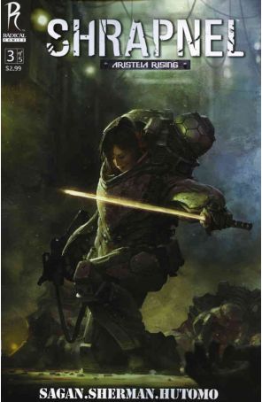 Shrapnel: Aristeia Rising 3A published by Radical with cover art by Borkur Eiriksson